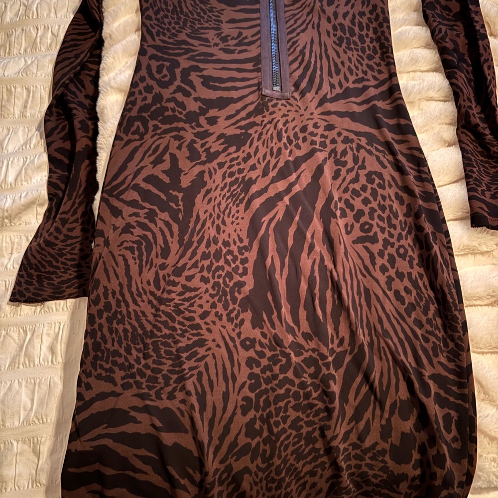 Alice + Olivia Black and Brown Long Sleeve Bodycon Dress - Picture 6 of 10